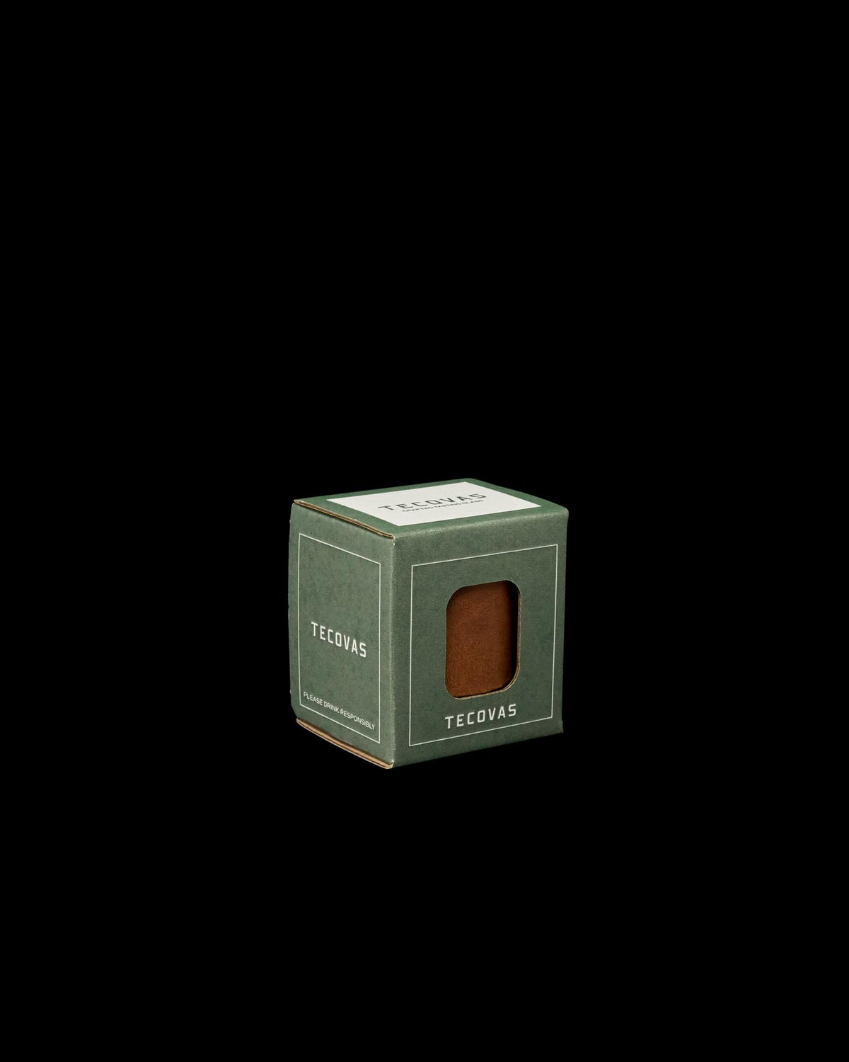 Quarterfront view of Leather Tasting Glass - Brown on plain background