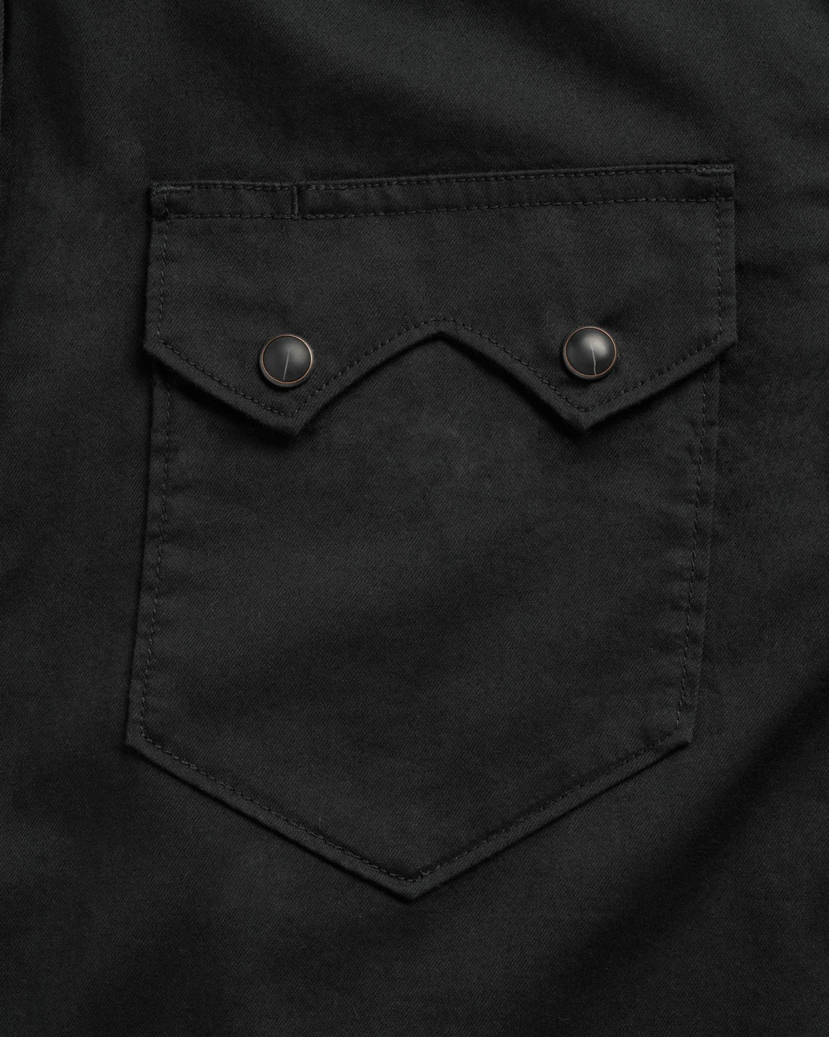 Closeup detail view of Men's Vintage Weight Short Sleeve Pearl Snap - Midnight
