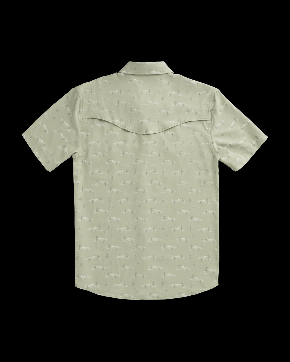 Closeup detail view of Men's Performance Western Short Sleeve Pearl Snap - Desert Sage/Light Sand