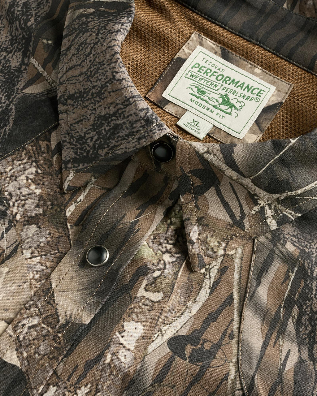 Closeup detail view of Men's Tecovas x Mossy Oak Performance Western - Original Break-Up
