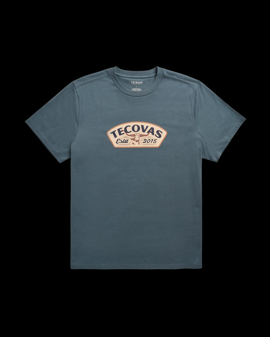 Front view of Men's Longhorn Badge T-Shirt - Dark Slate on plain background