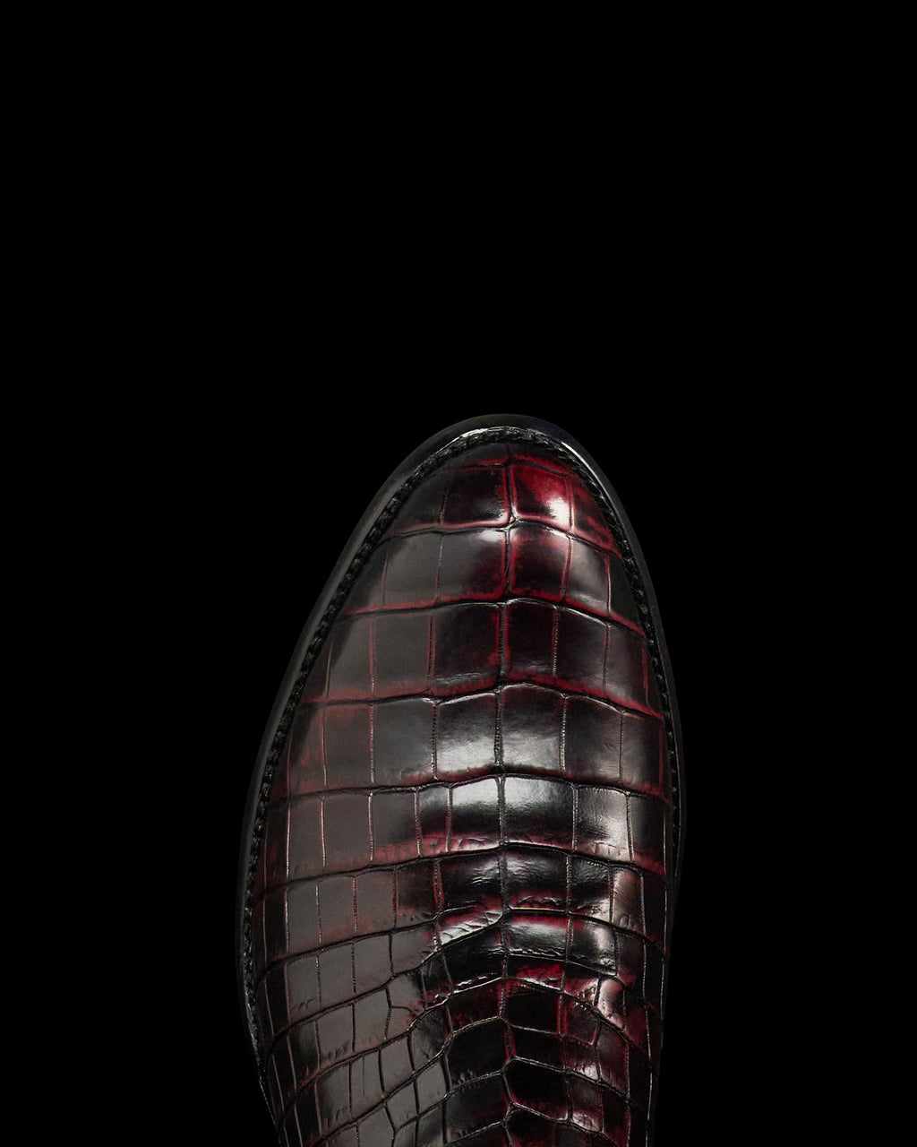 Toe view of The Cooper - Black Cherry on plain background