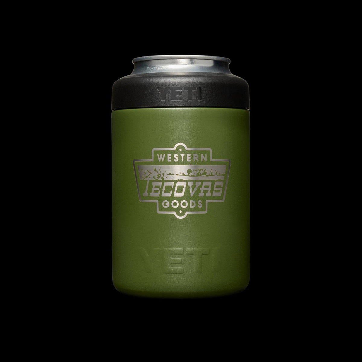 Olive green Yeti bottle with tecovas logo