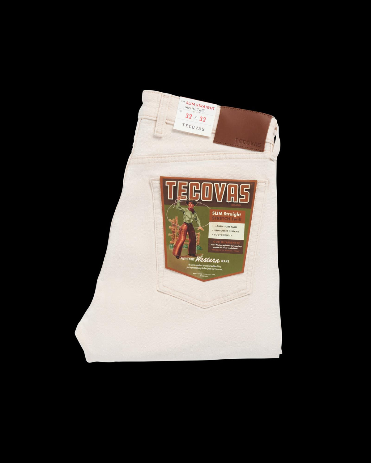 Folded view of Men's Slim Straight Stretch Twill - Light Sand on plain background