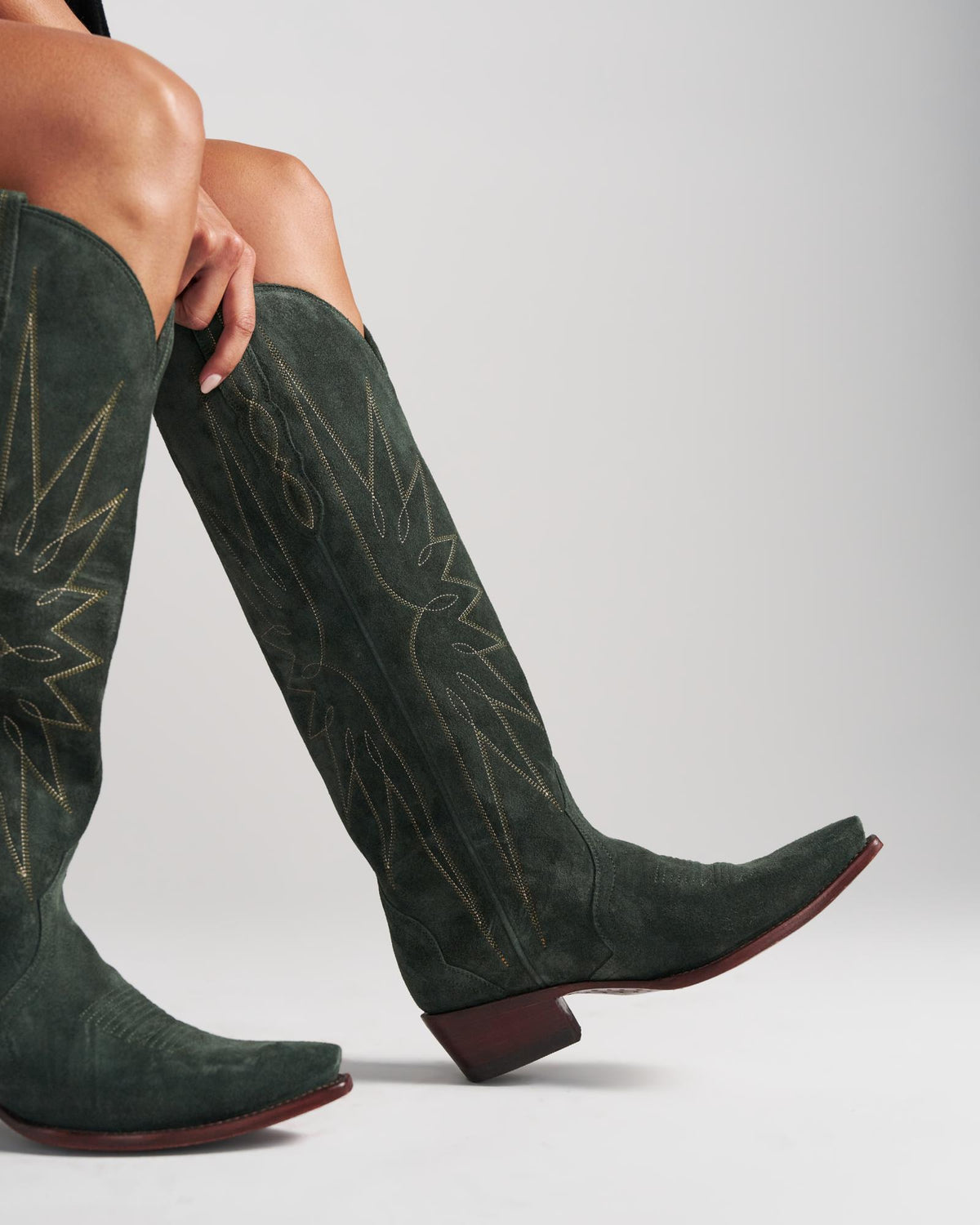 View of The Loretta - Hunter Green Suede