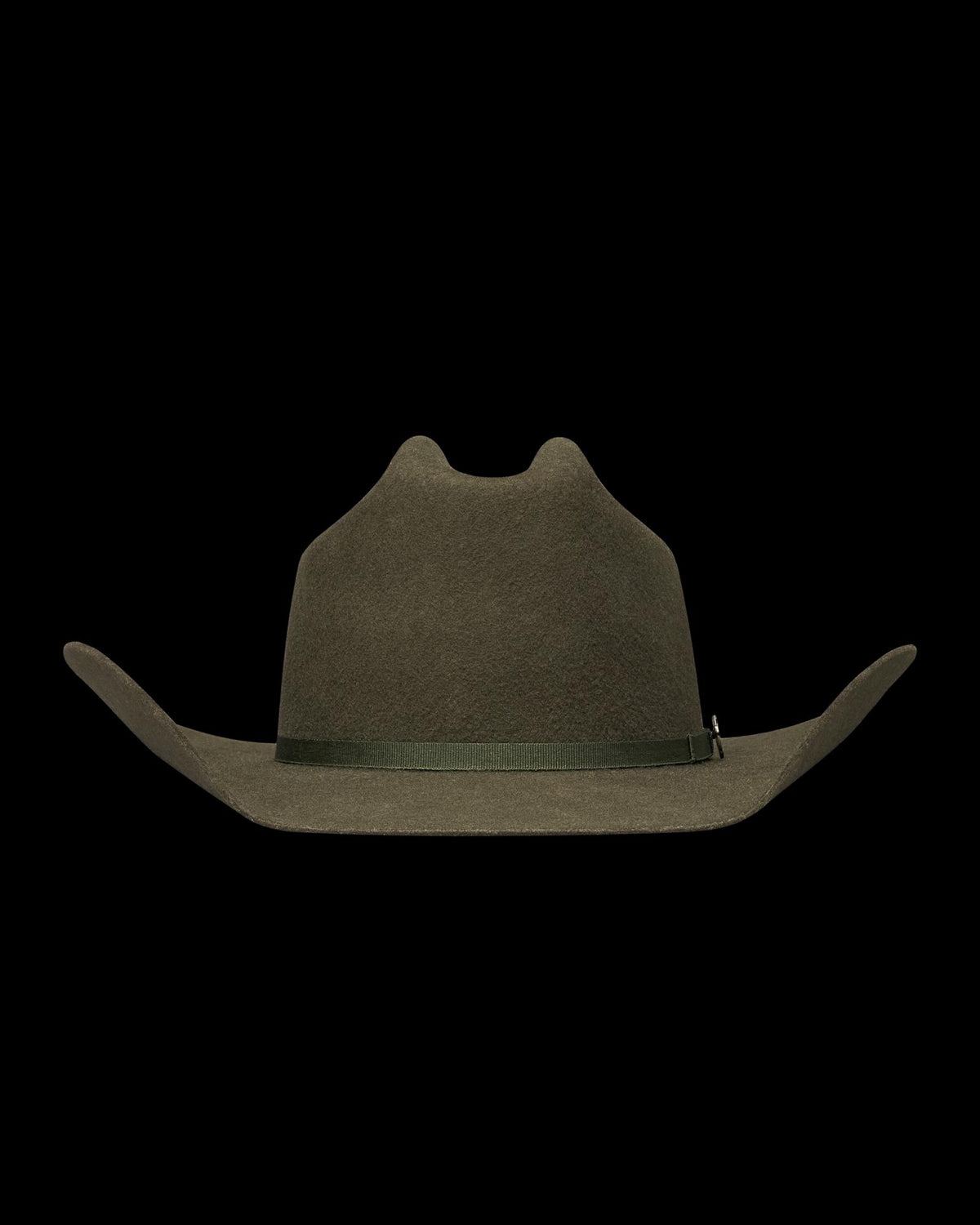Front view of Cattleman Wool Cowboy Hat - Dark Olive on plain background