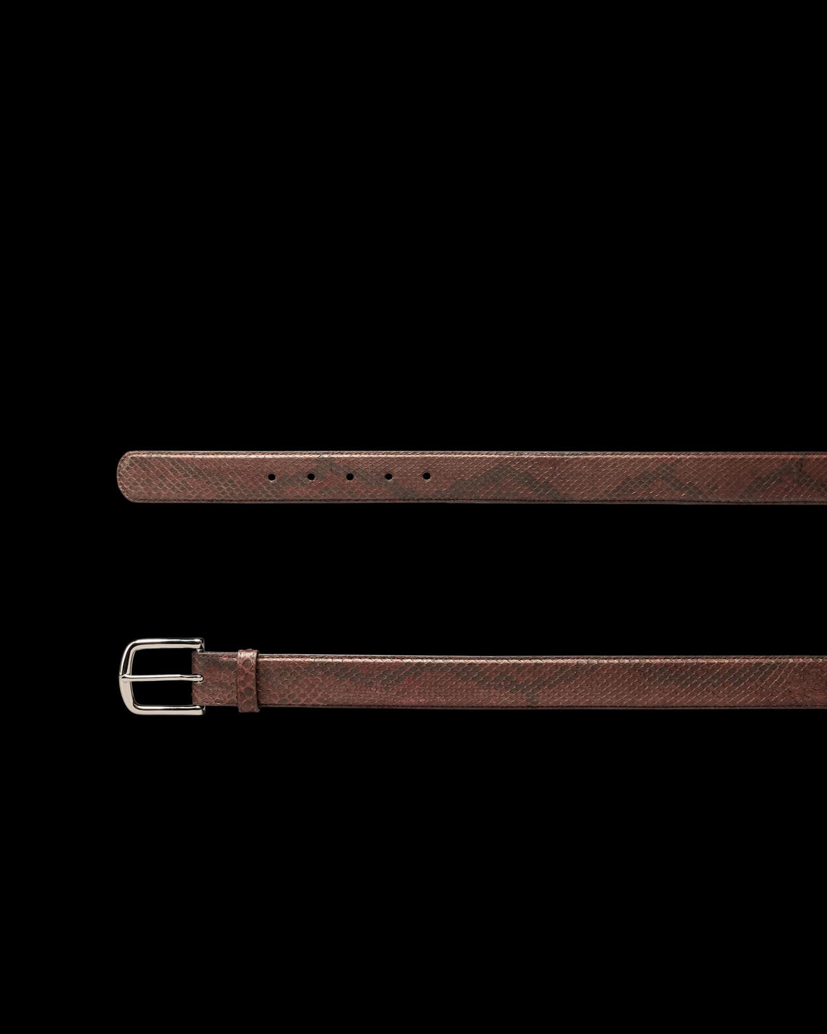 Closeup view of Men's Python Belt - Tobacco