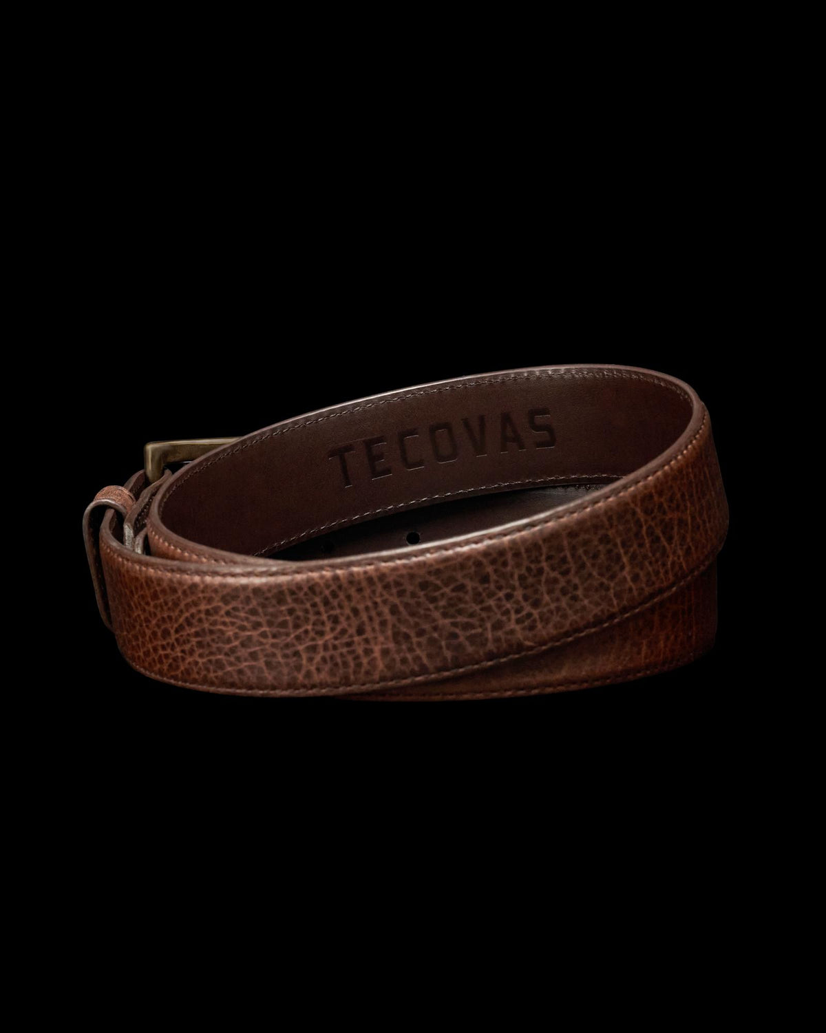 Back view of Men's Bison Belt II - Tobacco on plain background