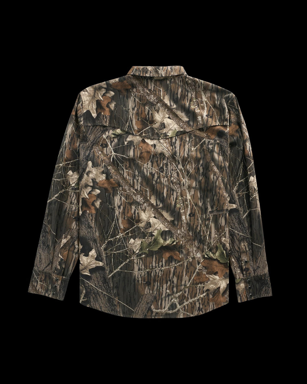 Back view of Men's Tecovas x Mossy Oak Performance Western - Original Break-Up on plain background