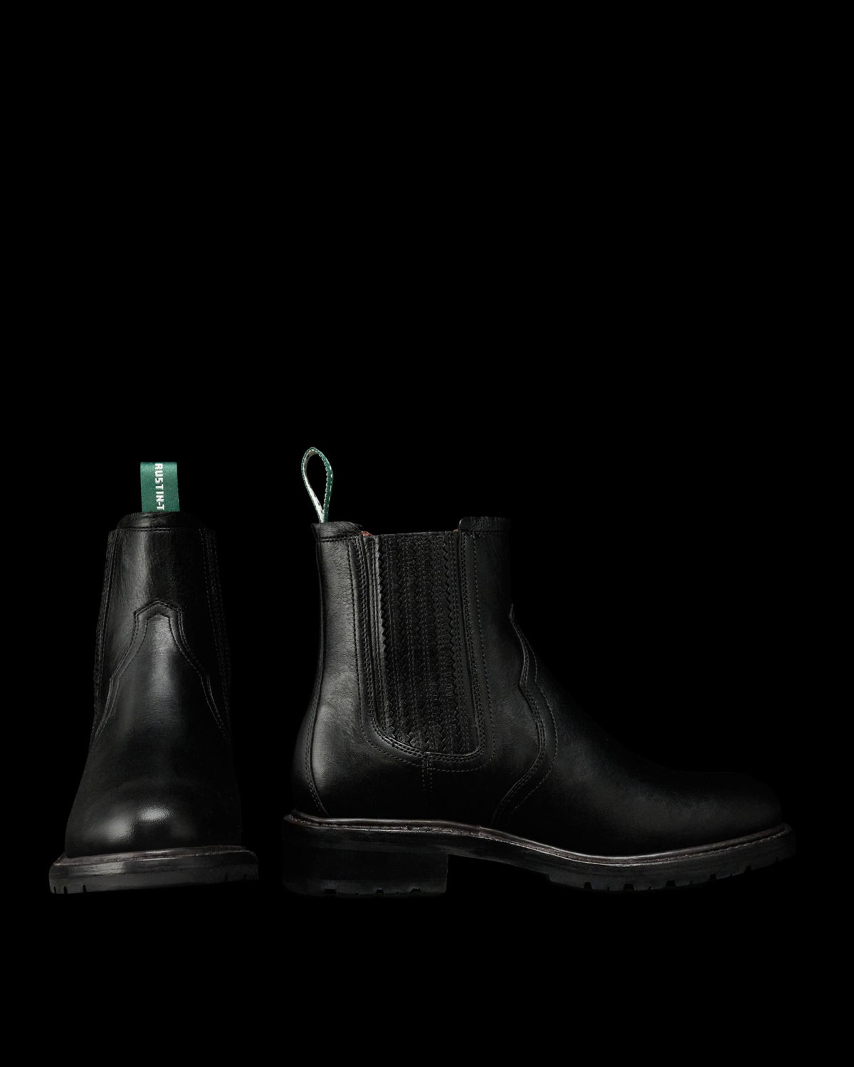 Pair view of The Rugged Chelsea - Midnight Cowhide on plain background