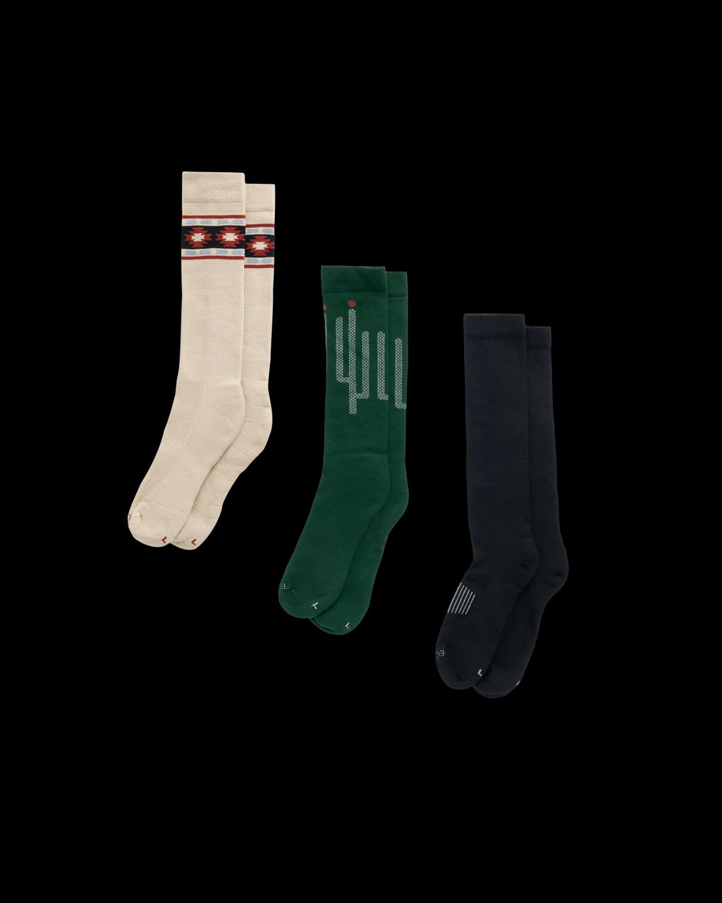 Front view of Over-The-Calf Socks (3-Pack) - Cactus/Mosaic Multi on plain background