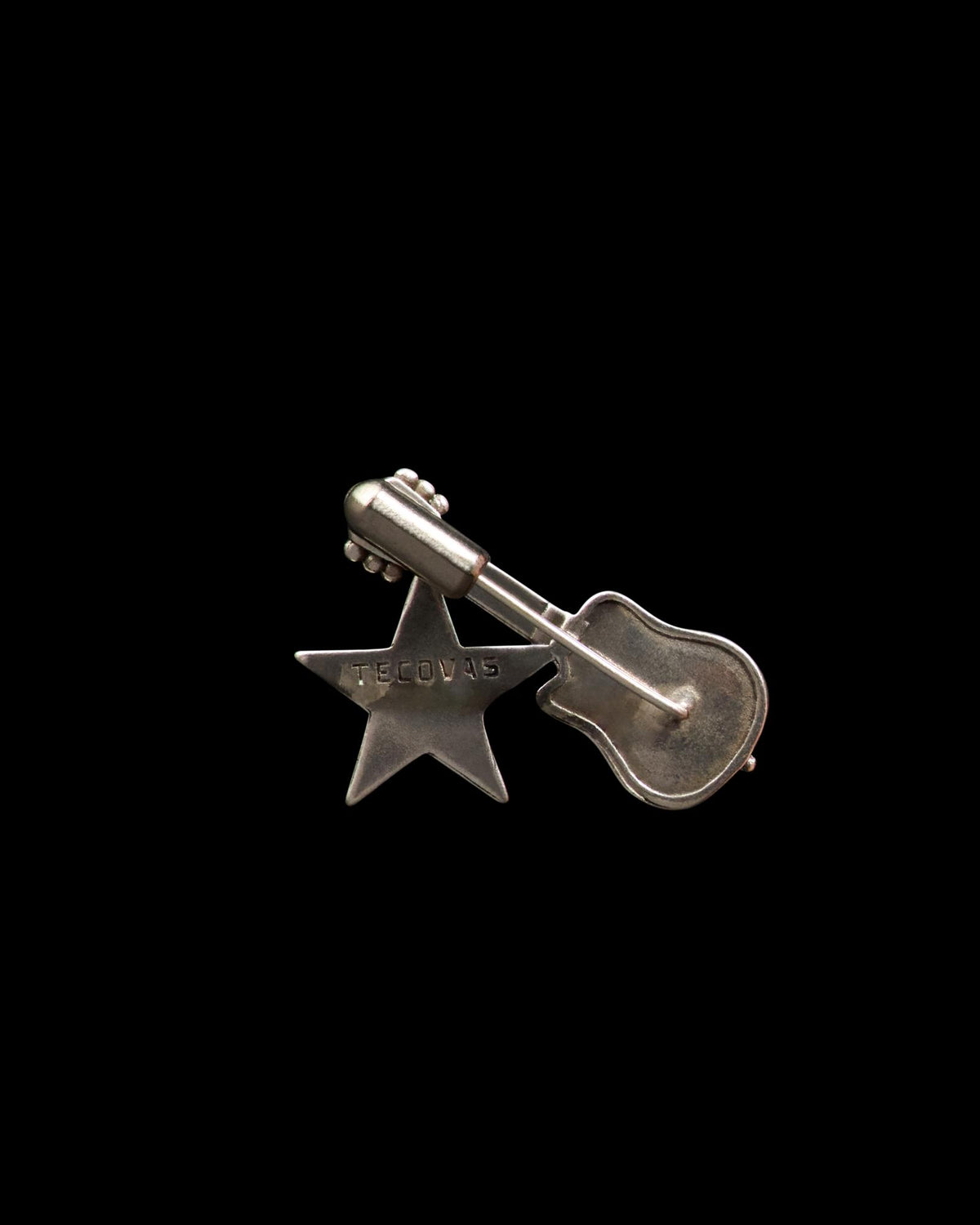 Back view of Guitar Hat Pin - Nickel-Plated Brass on plain background