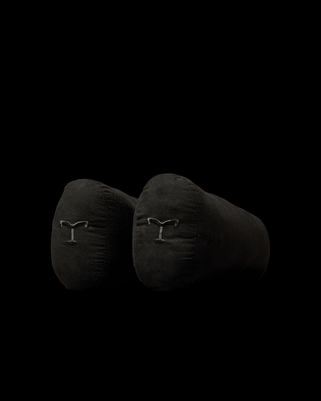 Quarterfront view of Fabric Boot Inserts - Black on plain background