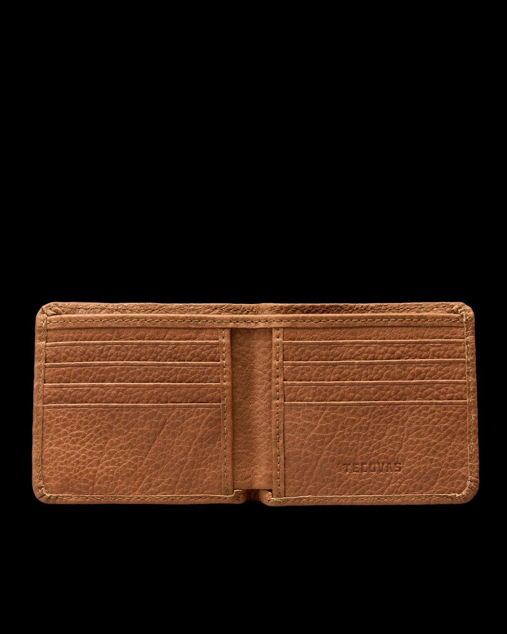 Inside view of Bison Billfold - Tan on plain background