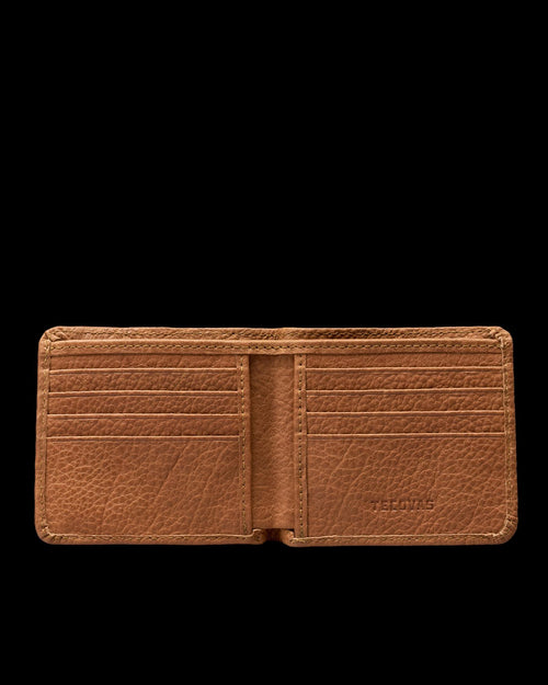 Inside view of Bison Billfold - Tan on plain background