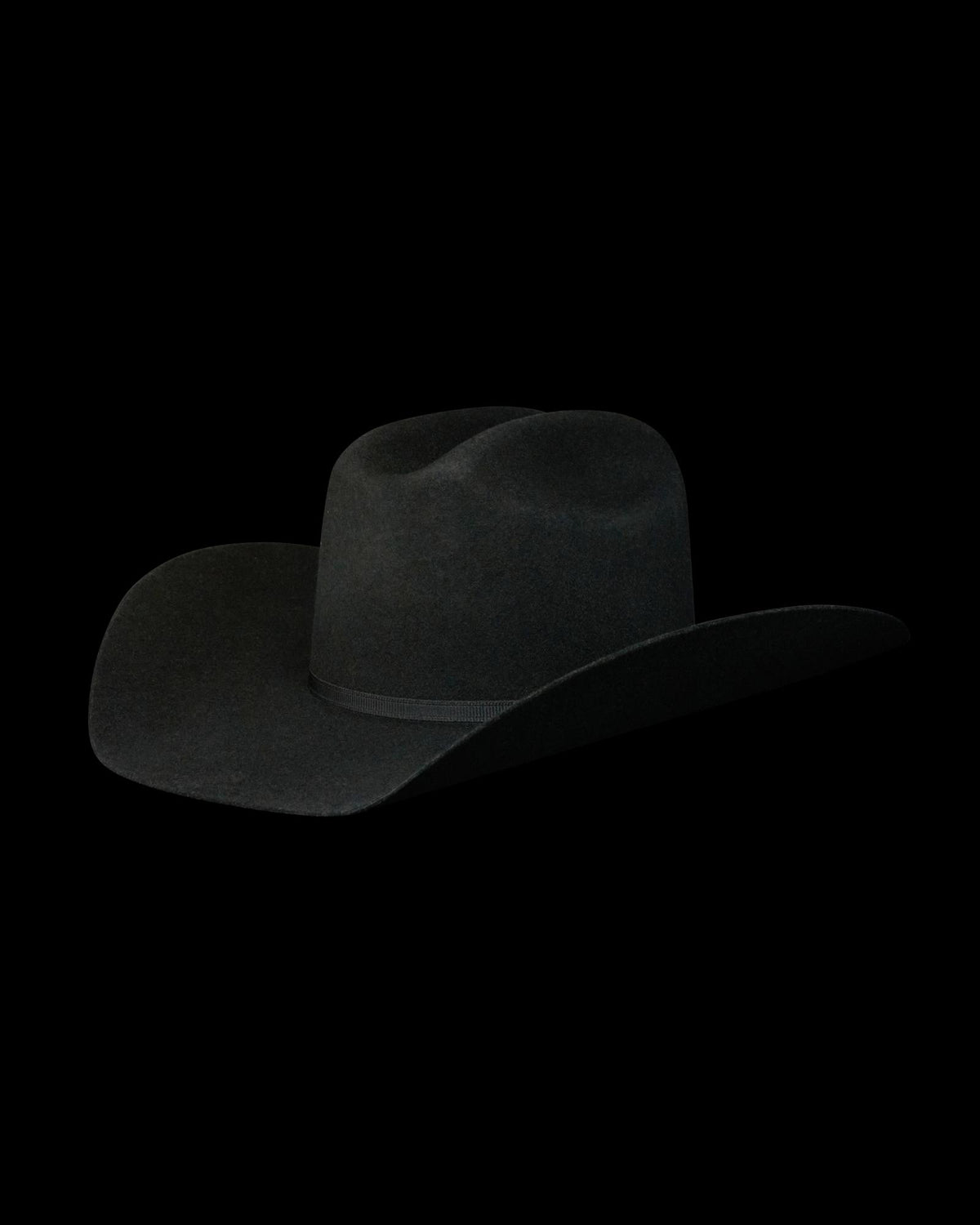 Quarterback view of Cattleman Wool Cowboy Hat - Black on plain background