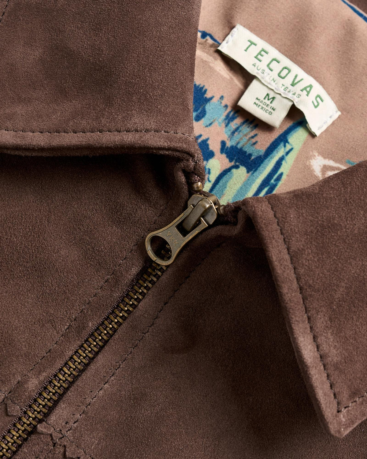 Closeup detail view of Women's Suede Fringe Jacket - Chocolate Brown