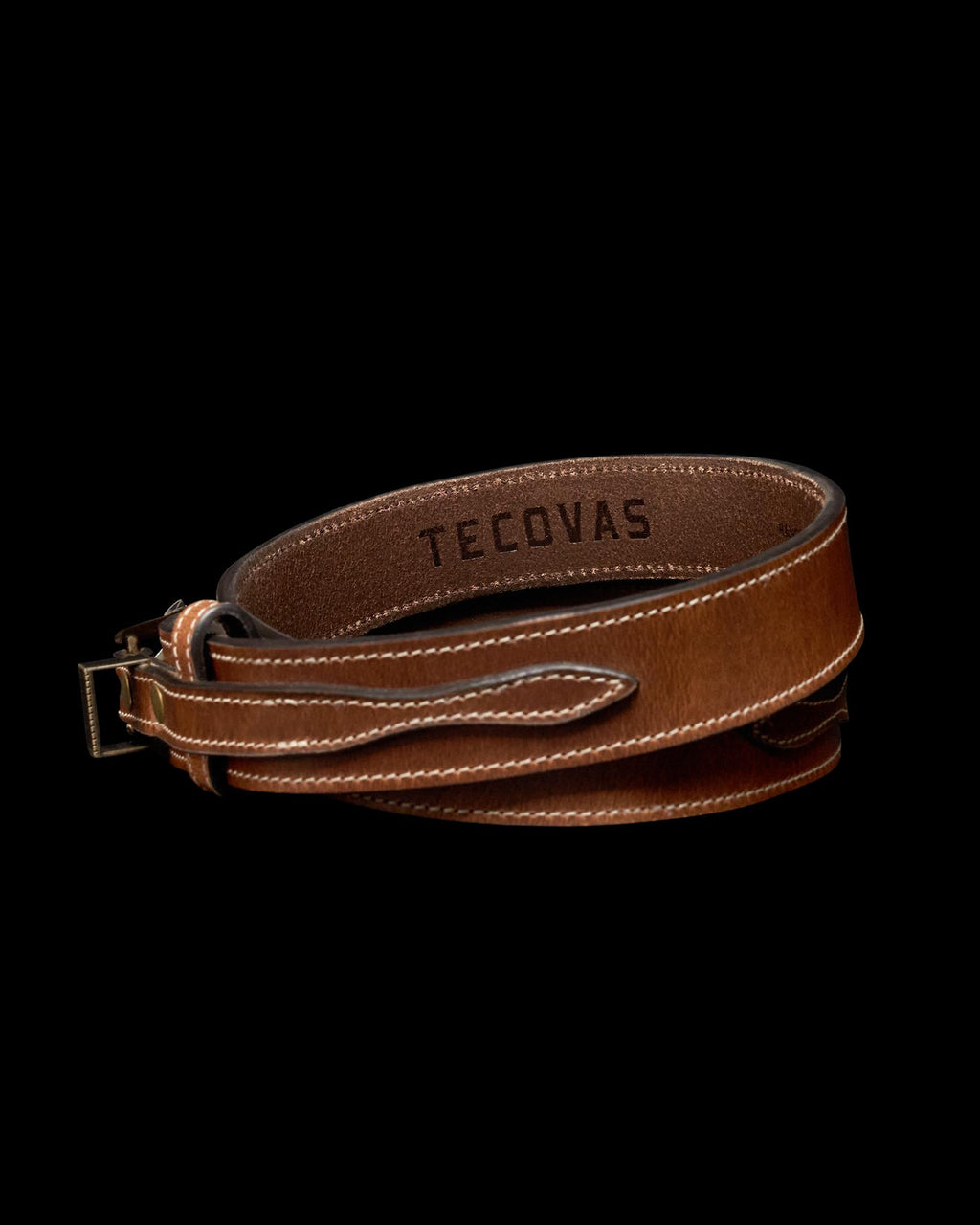 Back view of Men's Ranger Belt - Medium Brown on plain background