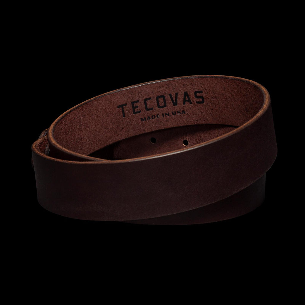 Back view of Harness Leather Belt - Umber on plain background