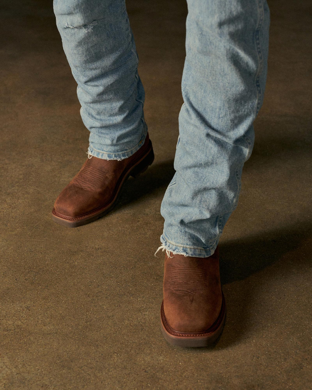 Toe view of LongHaul Waterproof Square Soft Toe Work Boot - Rust Cowhide on plain background