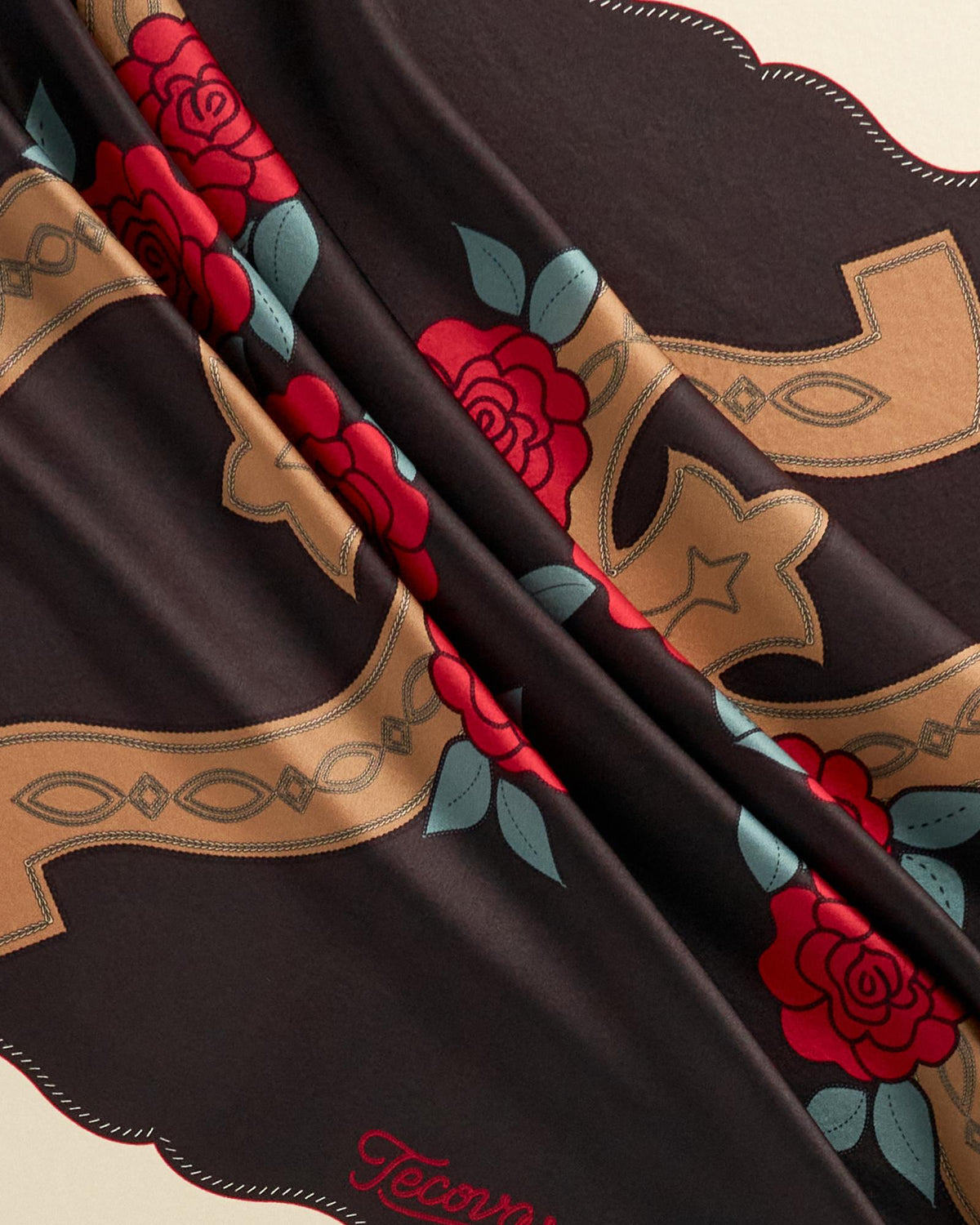 Closeup view of Horseshoes and Roses Wild Rag - Multi