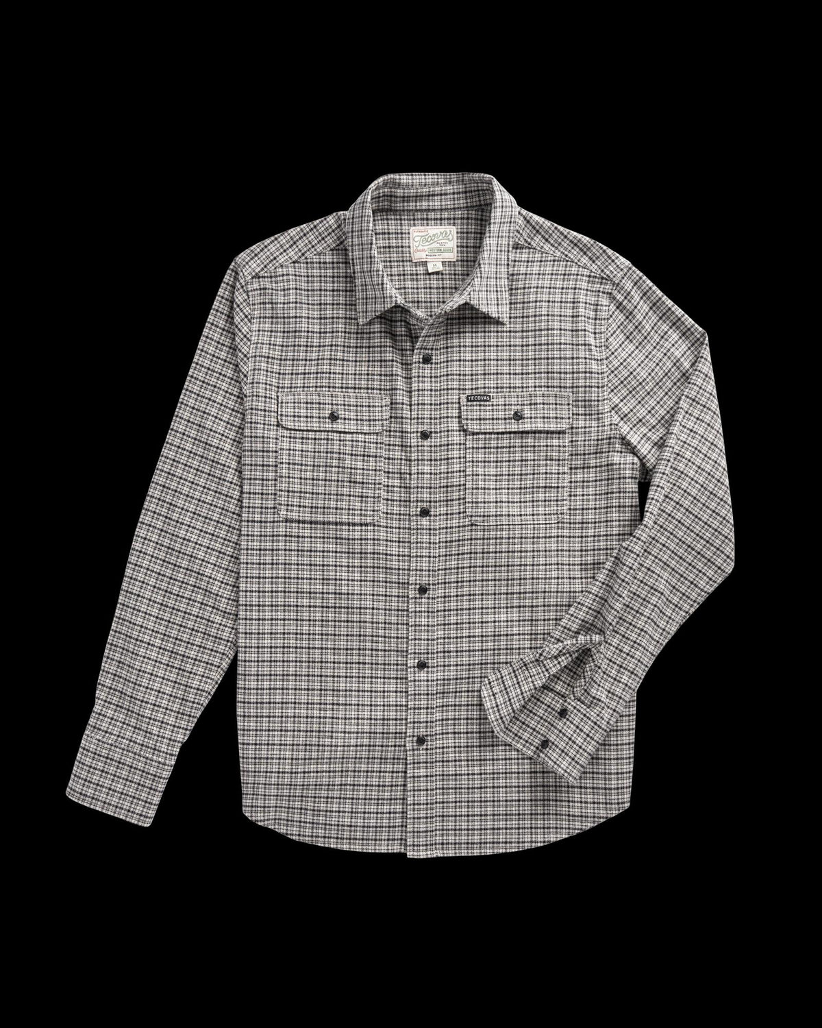 Front view of Men's Essential Flannel - Black/Multi on plain background