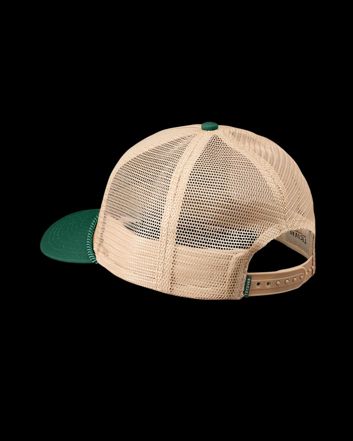Quarterback view of Tecovas Badge Trucker - Green on plain background