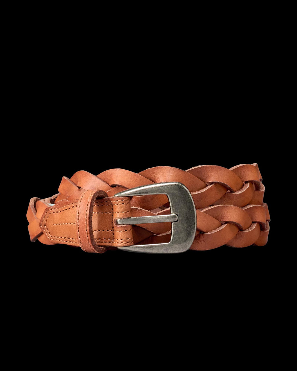 Front view of Women's Braided Belt - Tan on plain background
