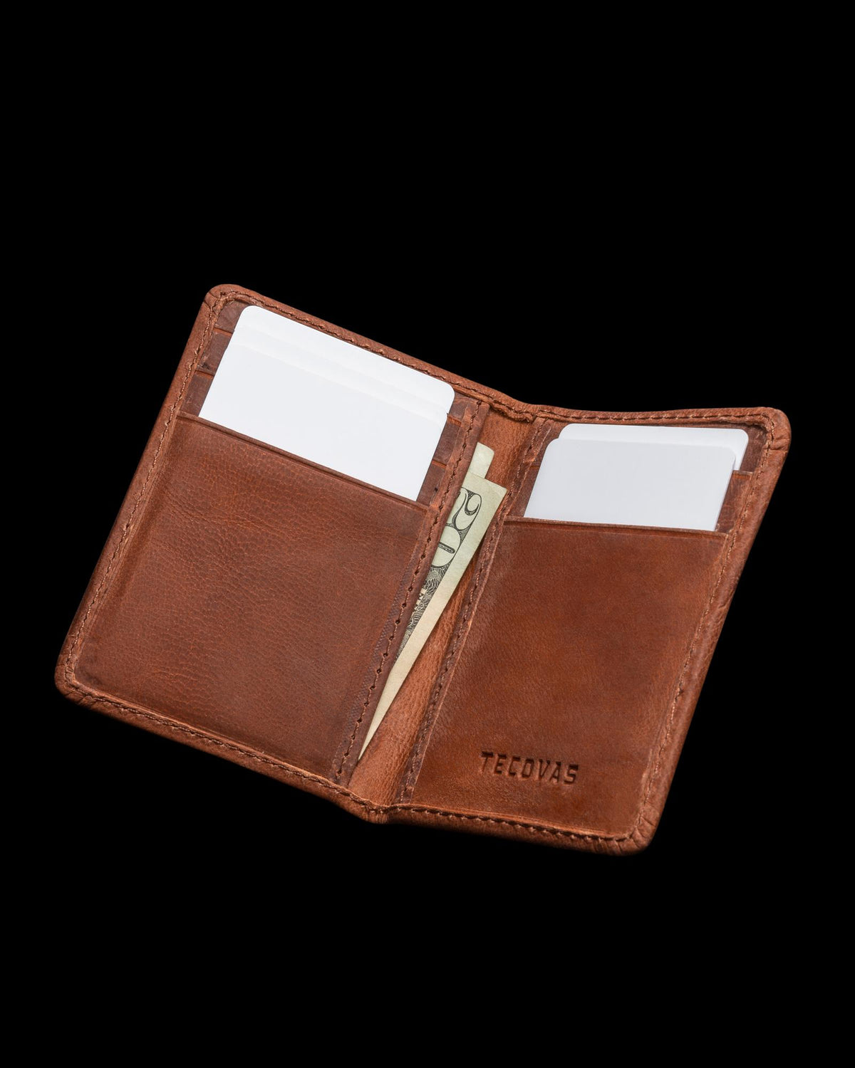 Inside view of Goat Bifold Card Case - Scotch on plain background