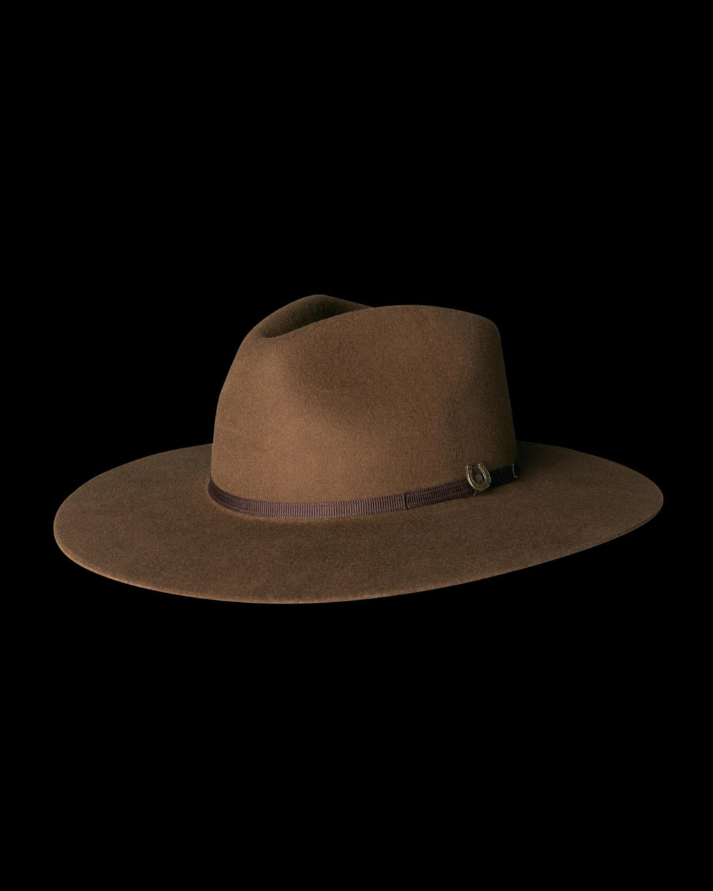 Quarterfront view of The Belle Wool Cowgirl Hat - Medium Brown on plain background