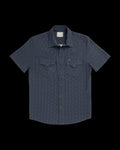 Closeup detail view of Men's Performance Western Short Sleeve Pearl Snap - Dark Navy/Multi