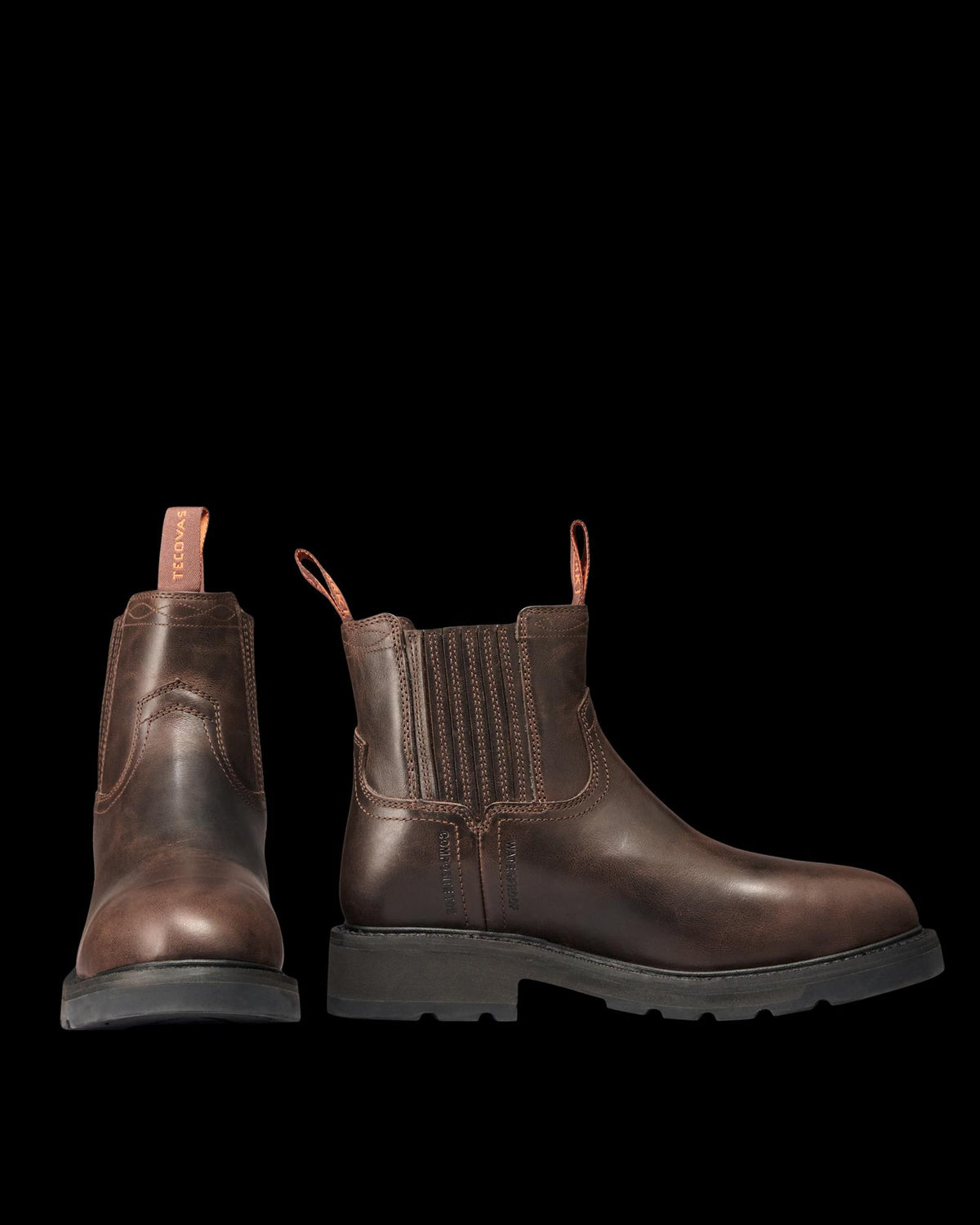 Pair view of Women's LongHaul Waterproof Chelsea Composite Toe Work Boot - Espresso Cowhide on plain background