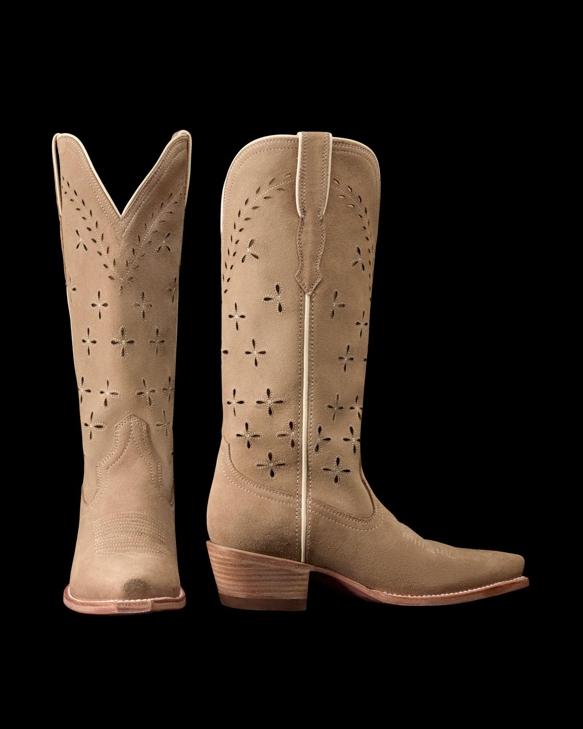 Pair view of The Annie Eyelet - Taupe Roughout on plain background
