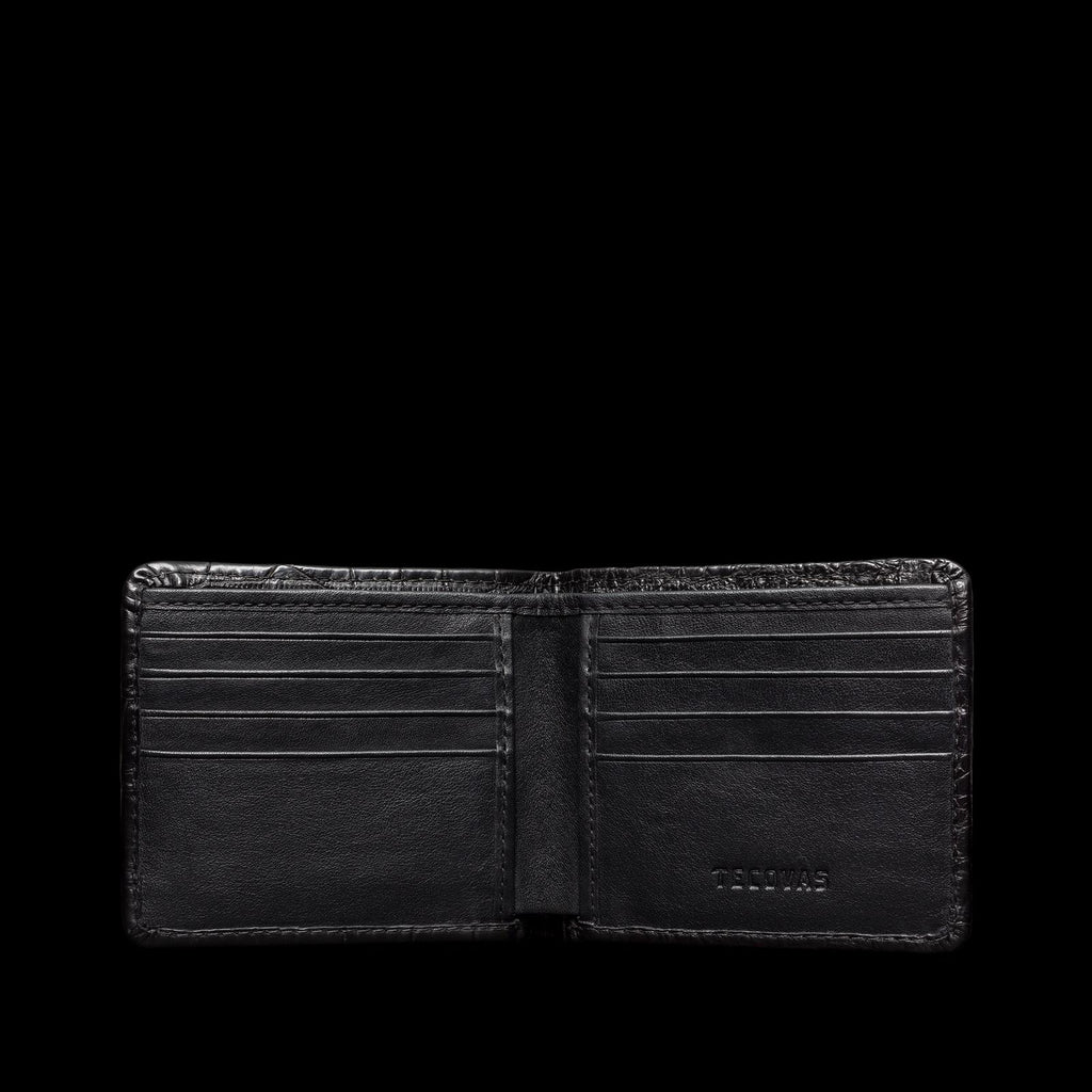 Front view of Alligator Billfold - Midnight on plain background