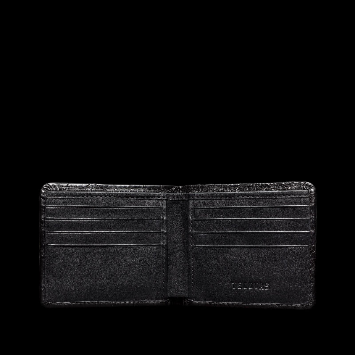 Front view of Alligator Billfold - Midnight on plain background