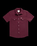 Closeup detail view of Men's Performance Western Short Sleeve Pearl Snap - Maroon