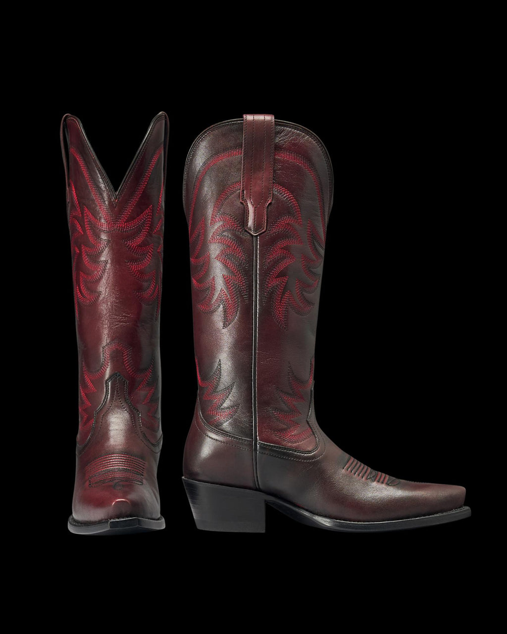 Pair view of The Annie - Black Cherry Cowhide on plain background