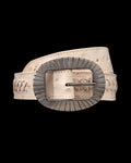 Front view of Women's Center Bar Buckle Belt - Pearl on plain background