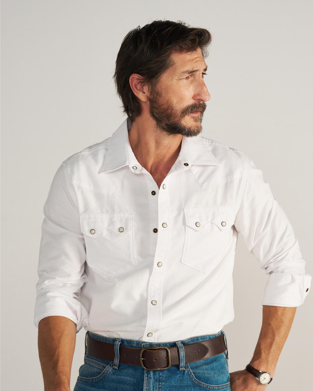 A man in a white shirt.