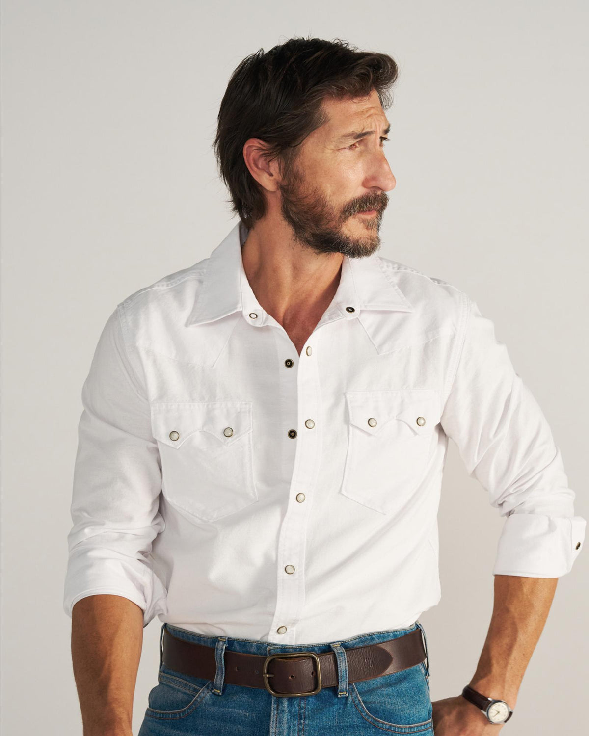 A man in a white shirt.