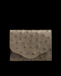 Front view of Ostrich Card Case - Dark Forest on plain background