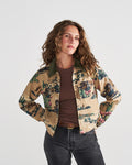 Front view of Women's Western Mechanic's Jacket - Tan on model