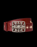 View of Women's Diamond Inlay Belt - Scarlet/Bone
