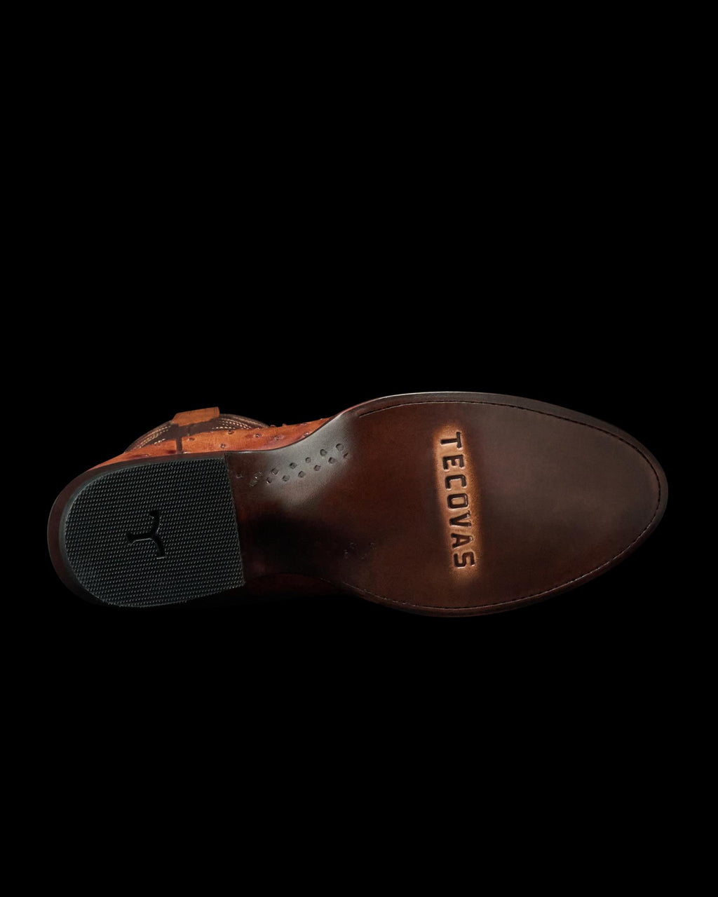 Sole view of The Wyatt II - Pecan Ostrich on plain background