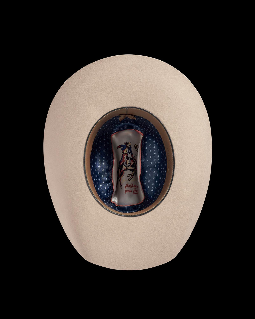 Inside view of Cattleman Wool Cowboy Hat - Khaki on plain background
