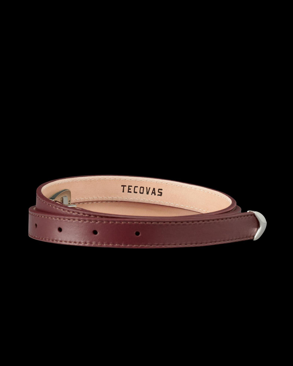Back view of Women's Skinny 3 Piece Belt - Scarlet on plain background