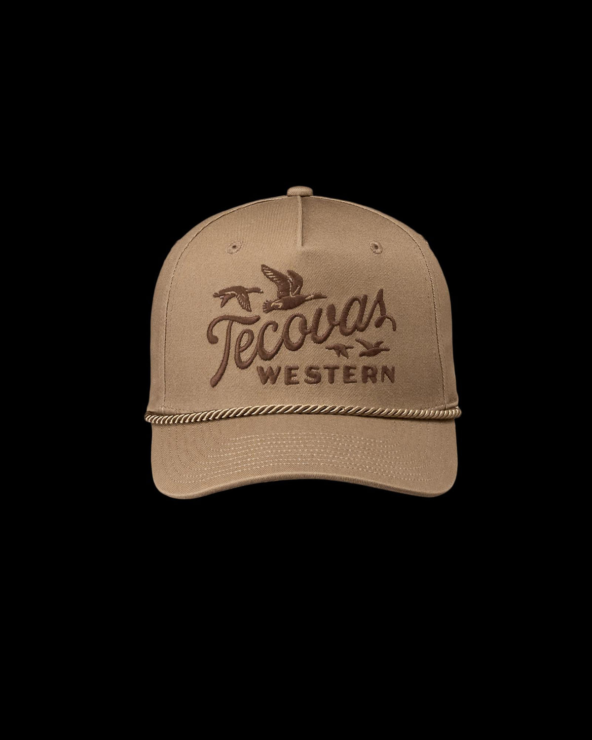 Front view of Tecovas Western Hat - Moss Brown on plain background