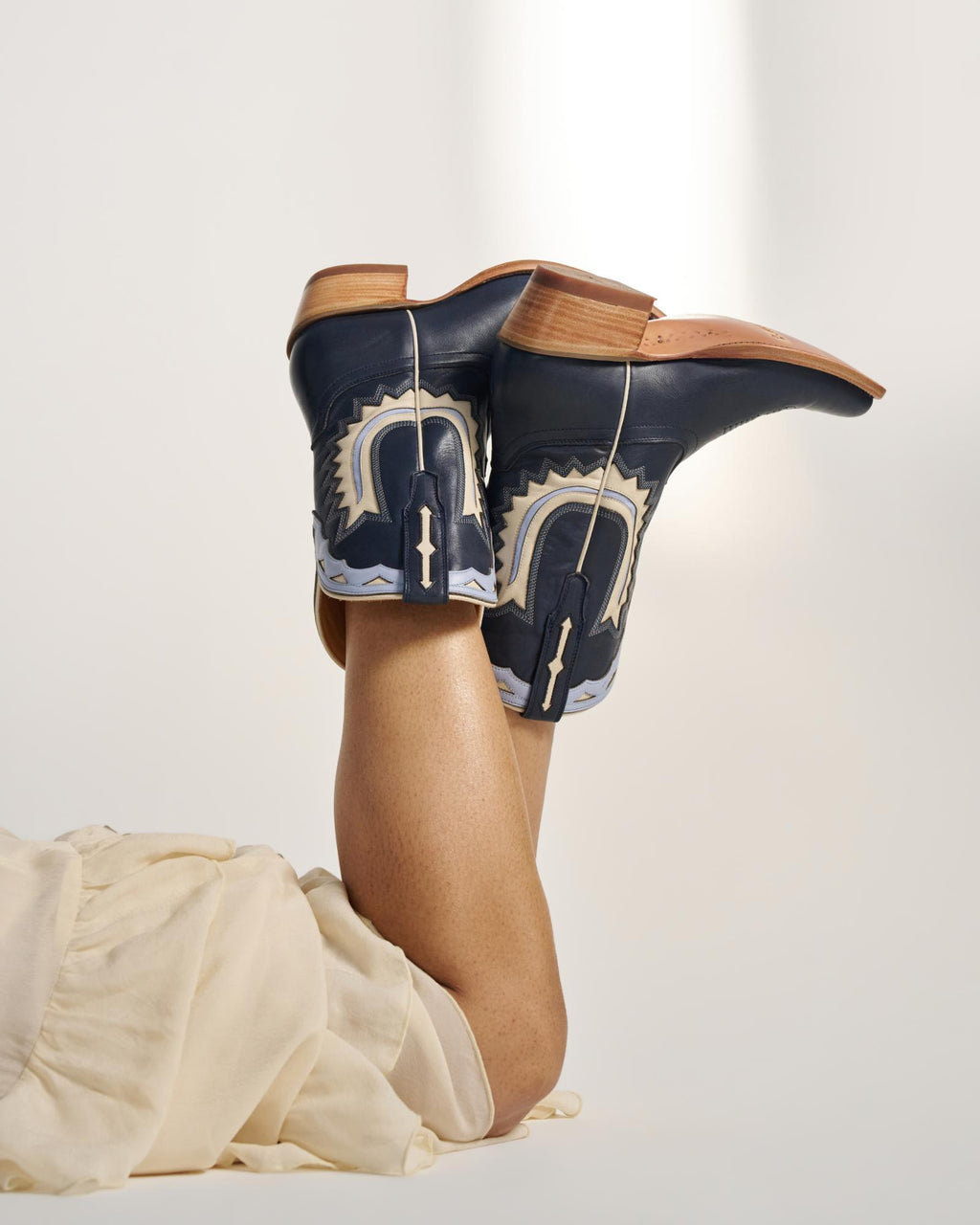 View of The Jolene - Atlantic Blue/Chambray Cowhide
