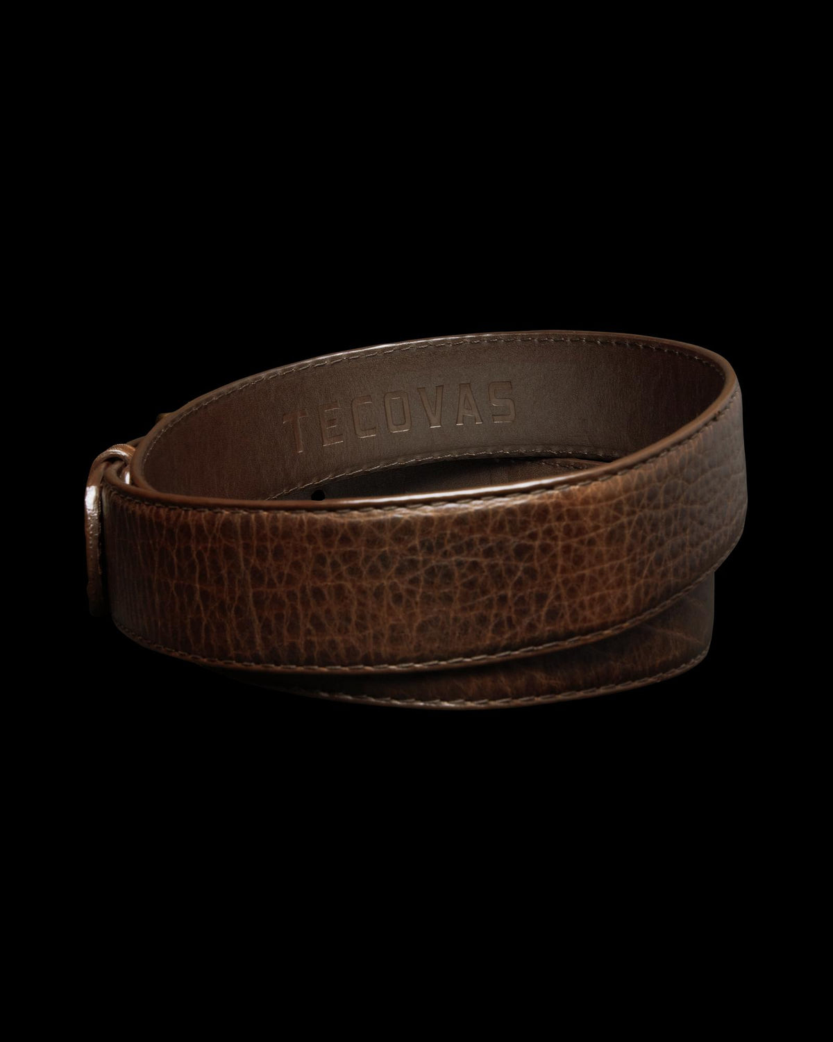 Back view of Men's Bison Belt II - Hickory on plain background