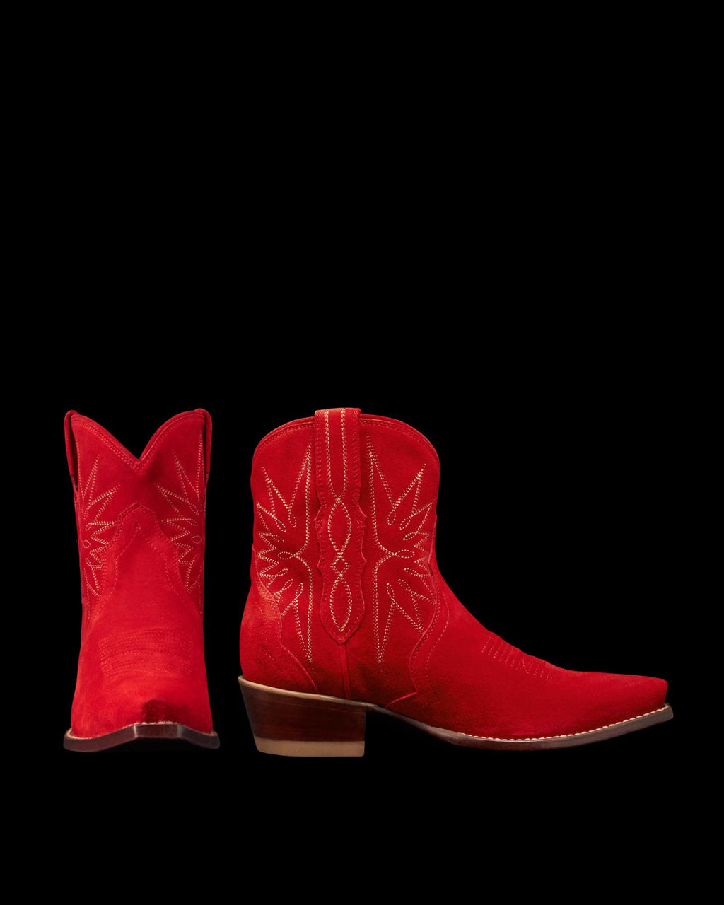 Pair view of The Lynn - Barn Red Suede on plain background
